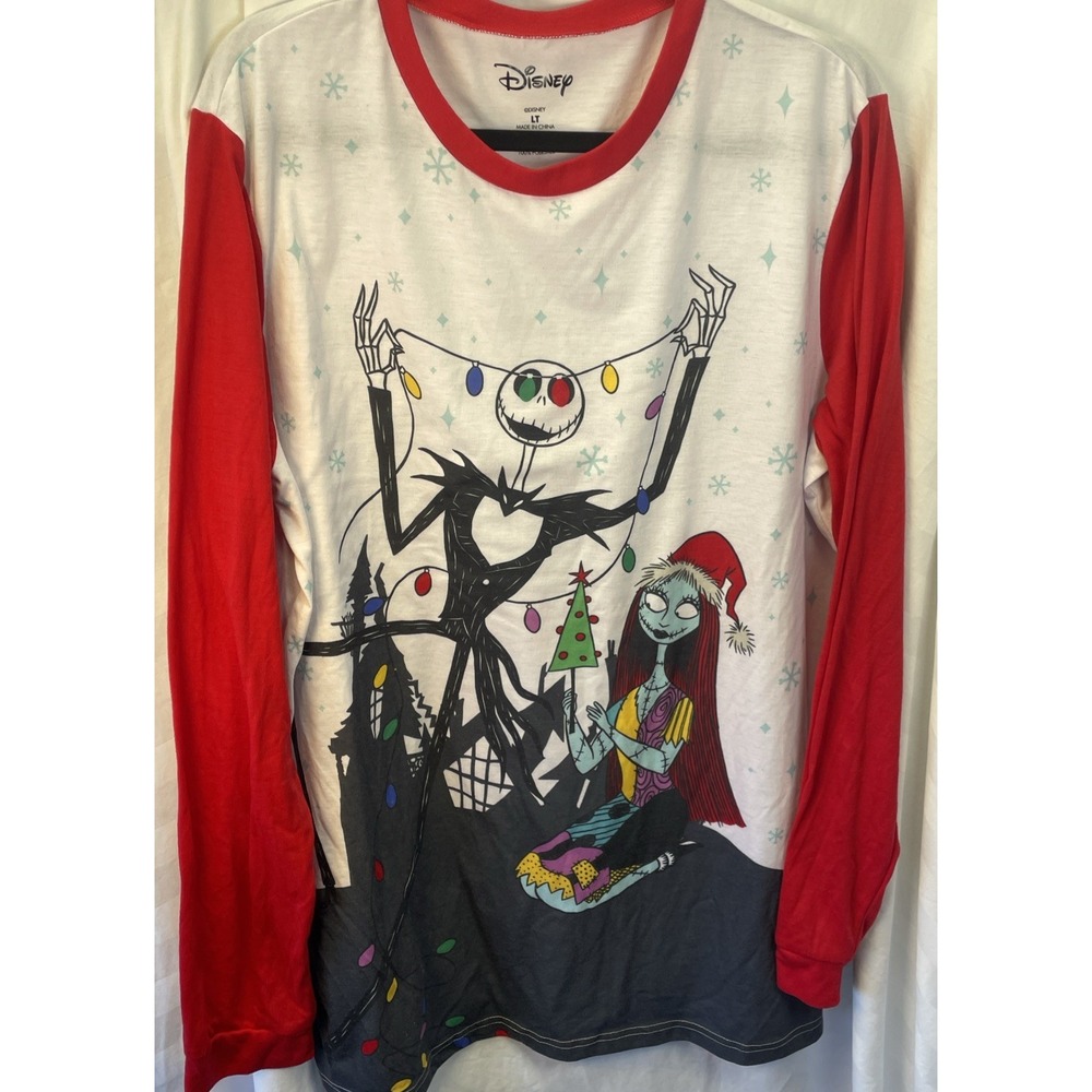 Disney Nightmare Before Christmas Womens Pajama Top Jack Skeleton Size LT - Picture 1 of 7